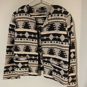 Like Mynded Patterned Black, Peach and Cream Blazer